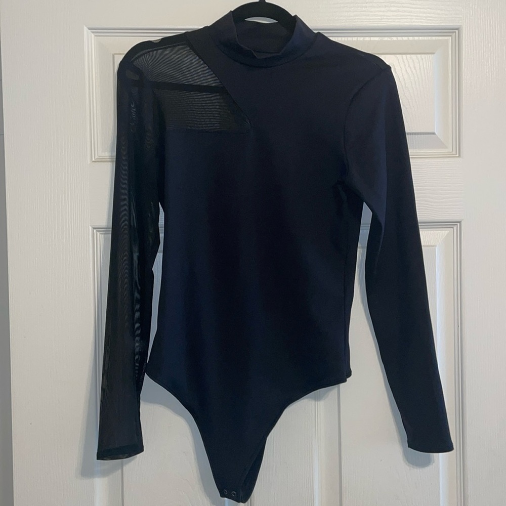 Abercrombie Soft AF sheer sleeve bodysuit